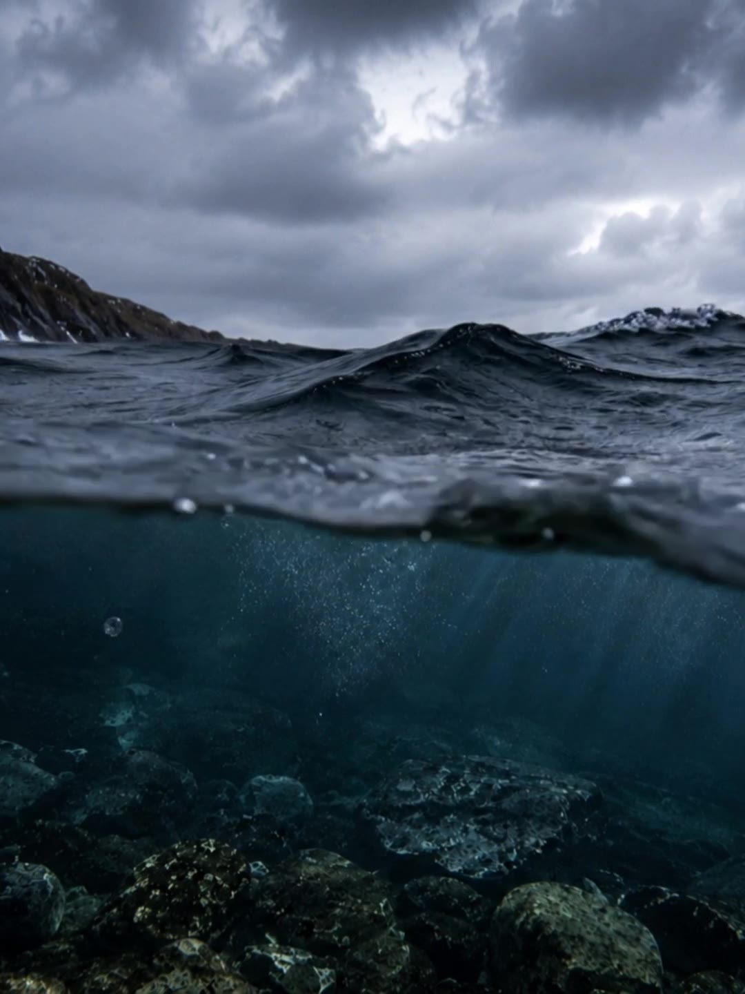 Waves meeting a rocky coastline
